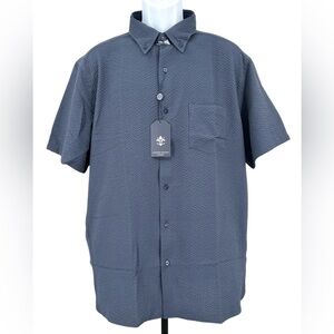 Visconti Black Men’s XL Navy Blue Short‎ Sleeve Textured Performance Shirt NWT